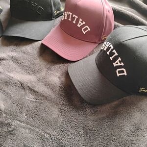 Dallas Embroidered Caps in Black and Burgundy